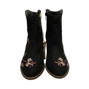 Hippie Laundry Black/Multi Embroidered Floral Ankle Boots